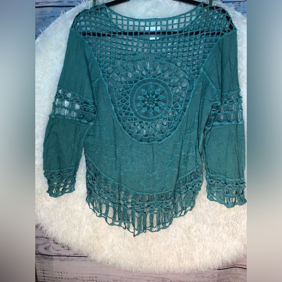 VENUS Teal Asymmetrical Crochet Coverup NWOT XS - Picture 10 of 10